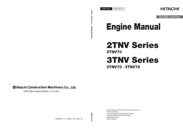 Service manual Hitachi 2TNV70, 3TNV70, 3TNV76 Engines | EABA-EN-01 (2019.04.11)