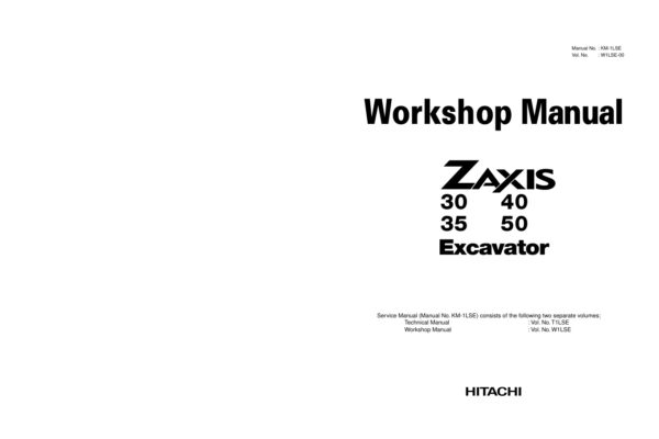 Service manual Hitachi ZX30, ZX35, ZX40, ZX50 Excavator | W1LSE-00
