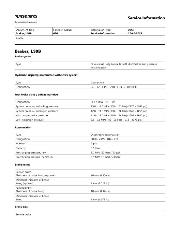 Service manual Volvo BM L90B Wheel Loader | 2022