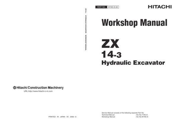 Service manual Hitachi ZX14-3 Excavator | W1NC-E-00