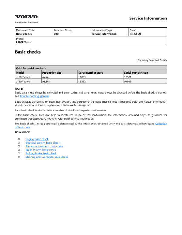 Service manual Volvo L180F Wheel Loader | 2021