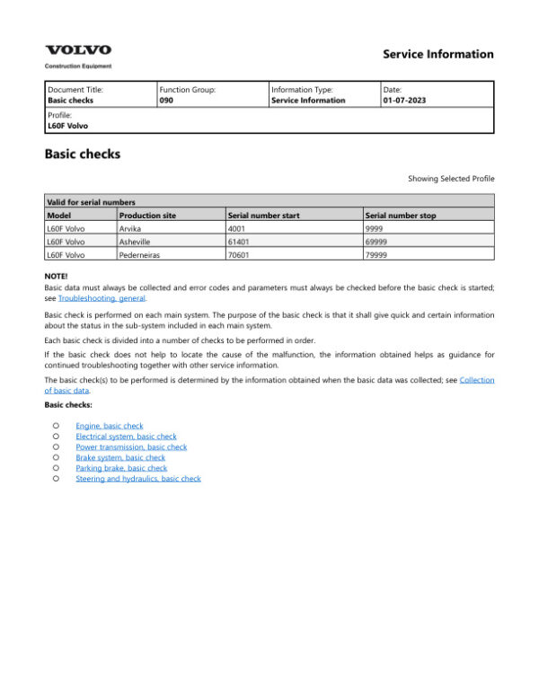 Service manual Volvo L60F Wheel Loader | 2023