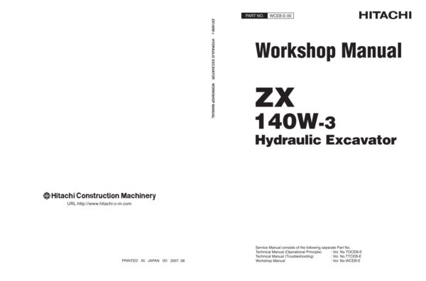 Service manual Hitachi ZX140W-3 Excavator | WCEB-E-00