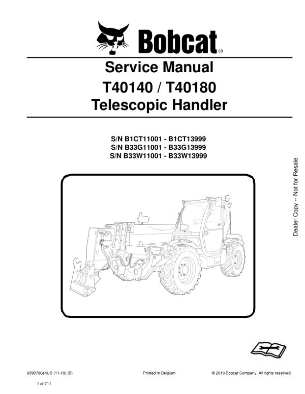 Service manual Bobcat T40140, T40180 Telescopic Handler | 6990786