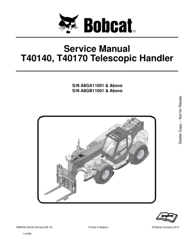 Service manual Bobcat T40140, T40170 A8GA11001, A8GB11001 & Up | 6986768
