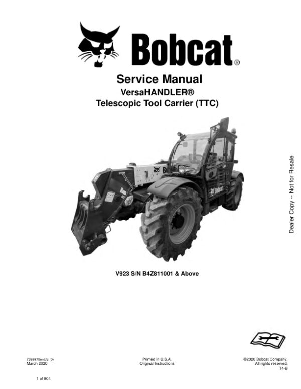 Service manual Bobcat V923 B4Z811001 & Up | 7399970