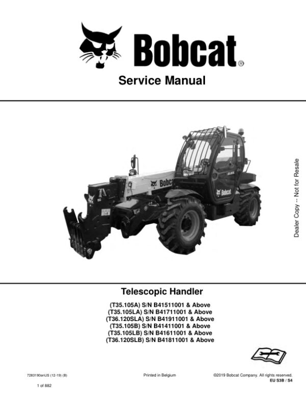 Service manual Bobcat T35.105A, T35.105LA, T36.120SLA, T35.105B, T35.105LB, T36.120SLB | 7283190