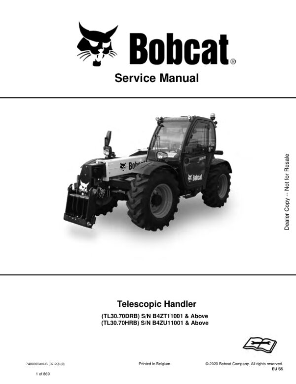 Service manual Bobcat TL30.70DRB, TL30.70HRB B4ZT11001, B4ZU11001 & Up | 7400365