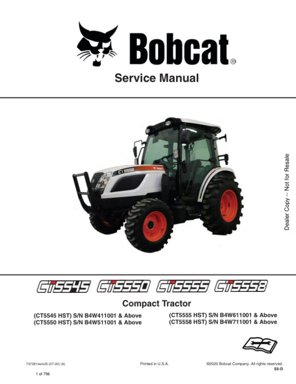 Service manual Bobcat CT5545, CT5550, CT5555, CT5558 HST | 7372814