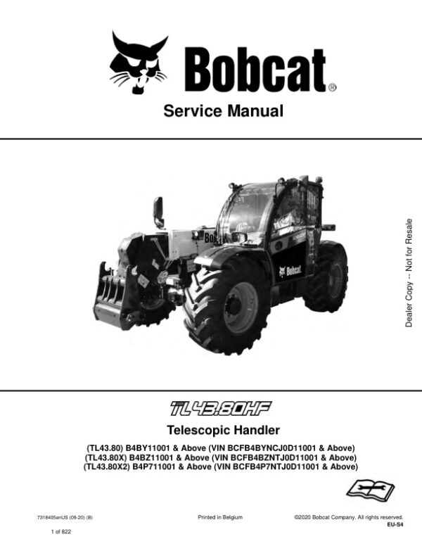 Service manual Bobcat TL43.80, TL43.80X, TL43.80X2 Telescopic Handler | 7318405