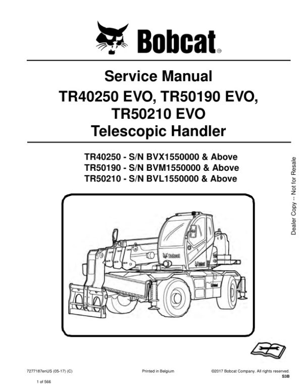 Service manual Bobcat TR40250 EVO, TR50190 EVO, TR50210 EVO | 7277187