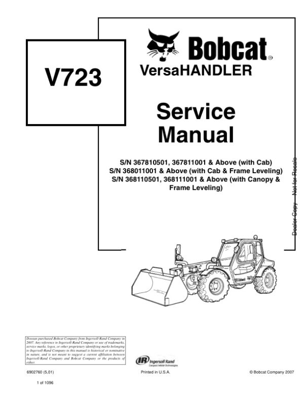Service manual Bobcat V723 VersaHANDLER | 6902760