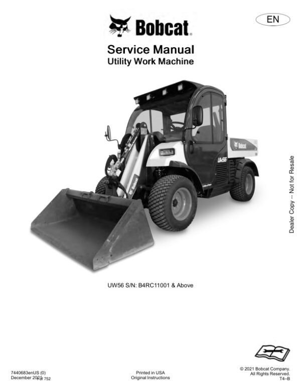 Service manual Bobcat UW56 B4RC11001 & Up | 7440683