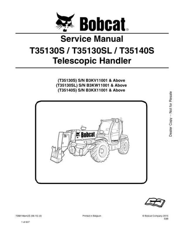 Service manual Bobcat T35130S, T35130SL, T35140S Telescopic Handler | 7268146