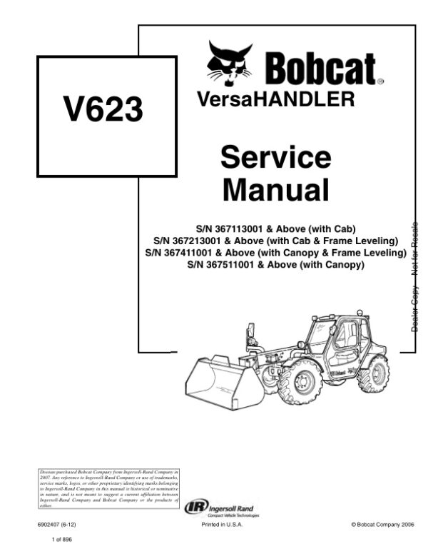 Service manual Bobcat V623 VersaHANDLER | 6902407