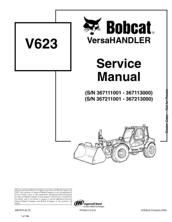 Service manual Bobcat V623 VersaHANDLER | 6901675