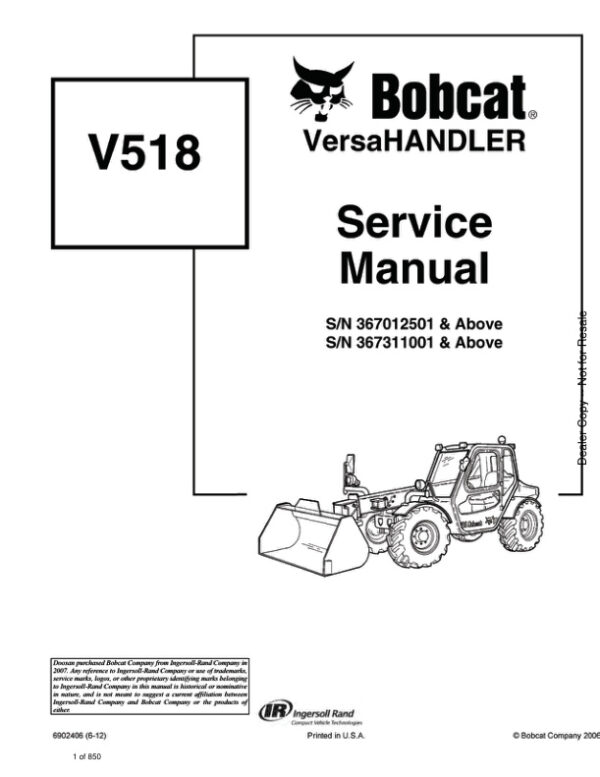 Service manual Bobcat V518 VersaHANDLER | 6902406