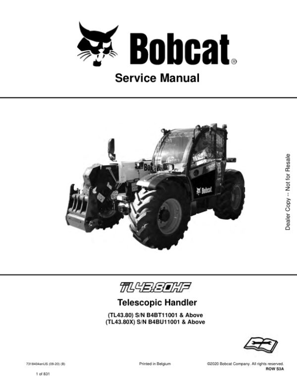 Service manual Bobcat TL43.80, TL43.80X Telescopic Handler | 7318404