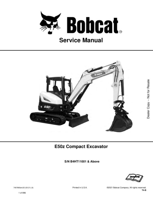 Service manual Bobcat E50z B4HT11001 & Up | 7407660