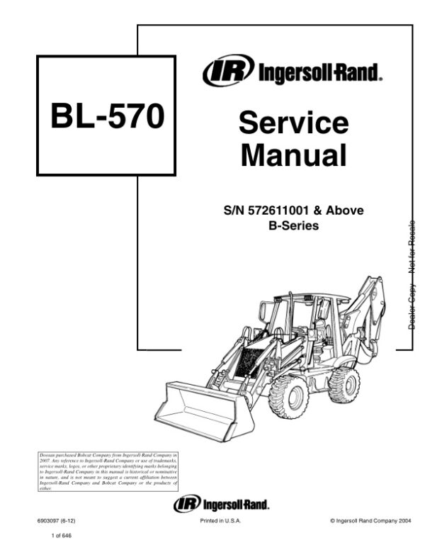 Service manual Bobcat BL-570 572611001 & Up | 6903097