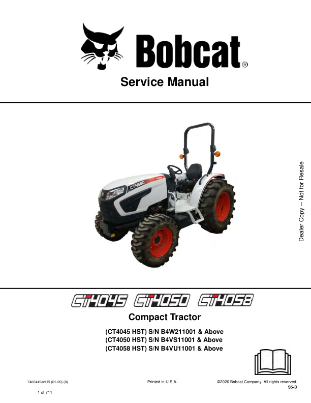 page_1 Service manual Bobcat CT4045 HST, CT4050 HST, CT4058 HST | 7400445