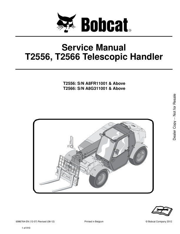 page_1 Service manual Bobcat T2556, T2566 Telescopic Handler | 6986764 (08-12)