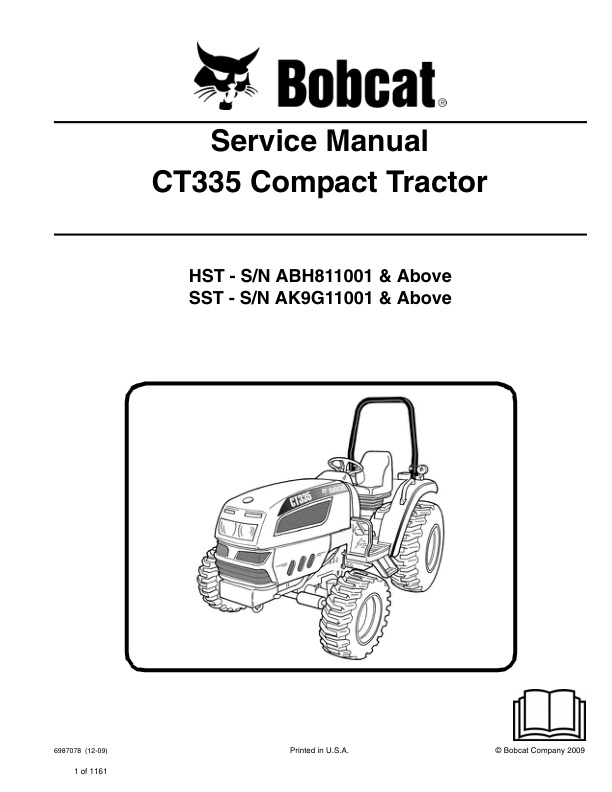 page_1 Service manual Bobcat CT335 Tractor ABH811001, AK9G11001 & Up | 6987078 (12-09)