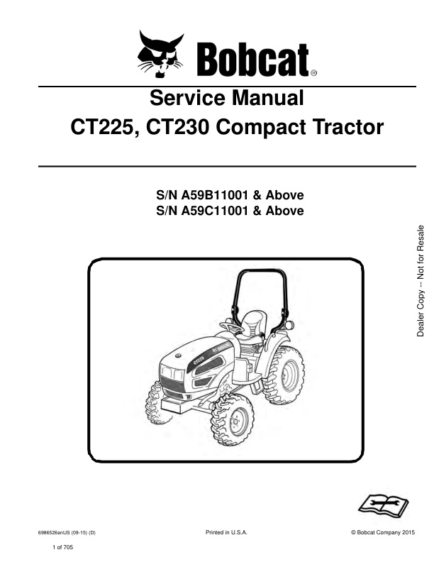 page_1 Service manual Bobcat CT225, CT230 A59B11001, A59C11001 & Up | 6986526 (09-15)