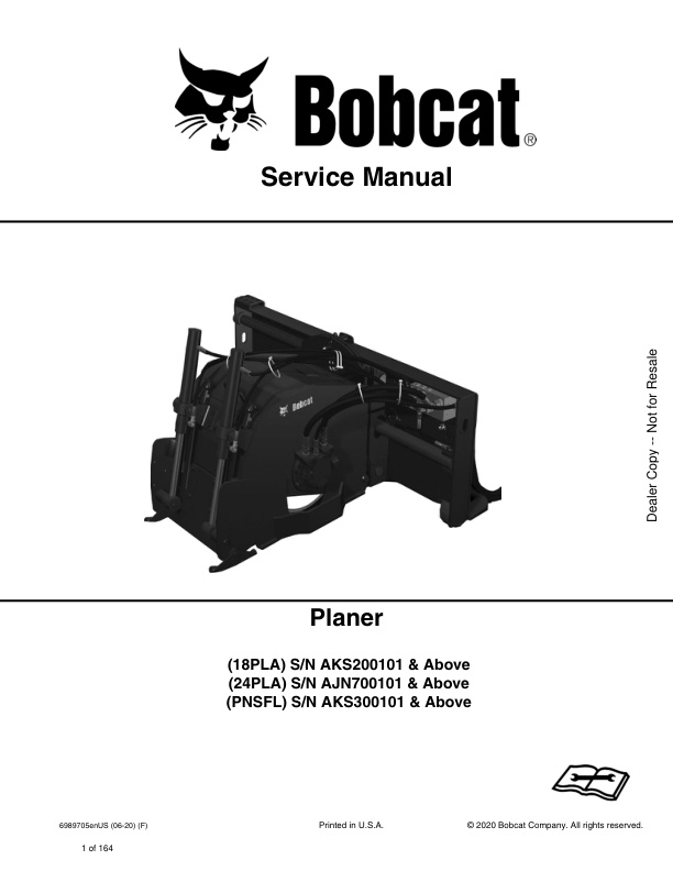 page_1 Service manual Bobcat Planer 18PLA, 24PLA, PNSFL | 6989705 (06-20)