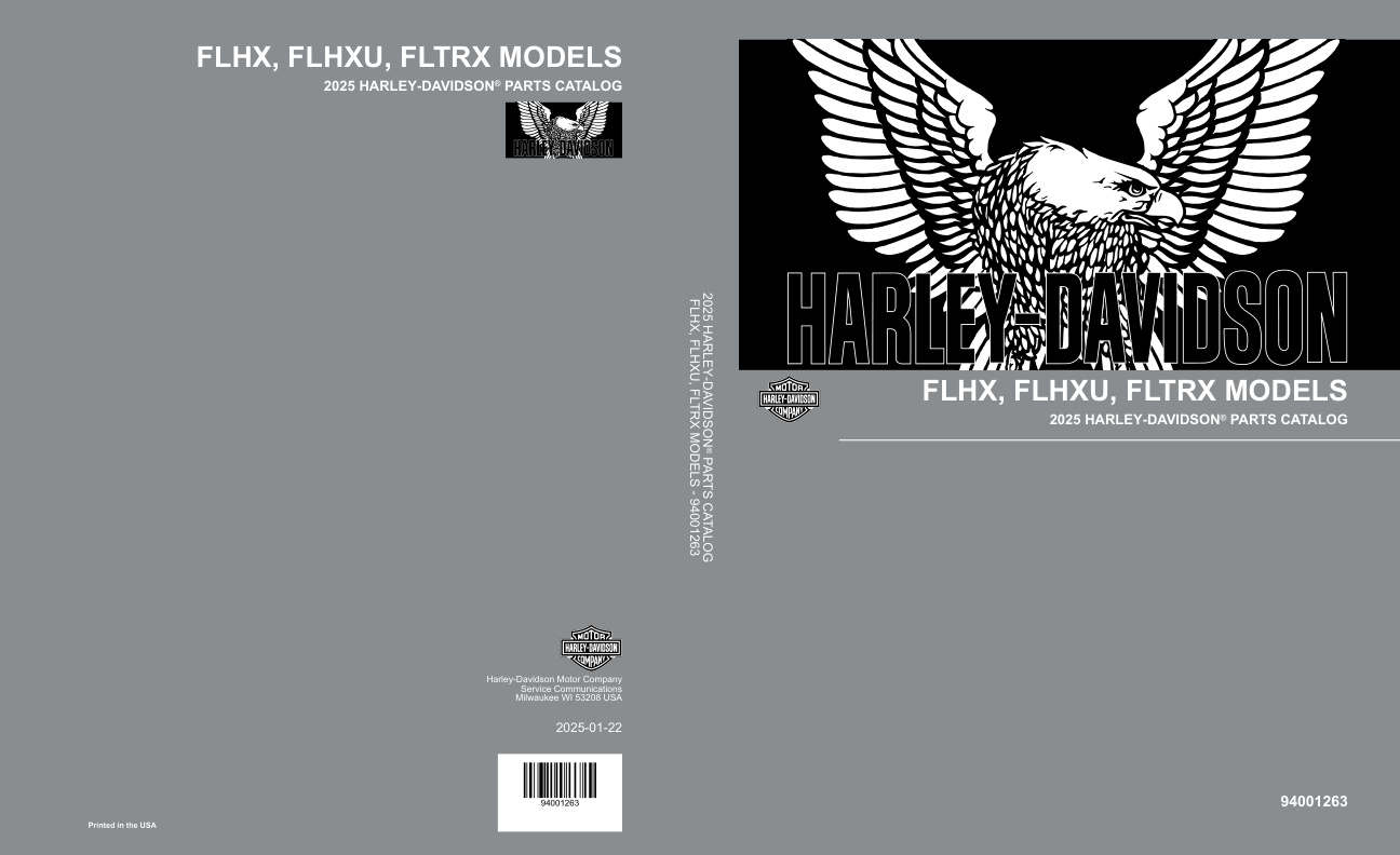 page_1 Parts Catalog 2025 Harley-Davidson FLHX, FLHXU, FLTRX Models | 94001263