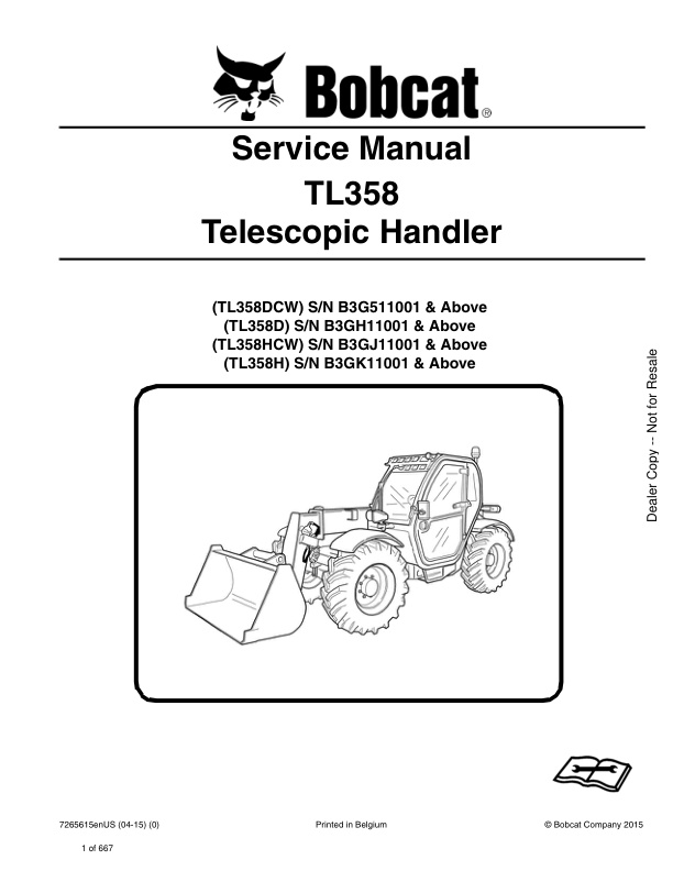 page_1 Service manual Bobcat TL358DCW, TL358D, TL358HCW, TL358H | 7265615 (04-15)