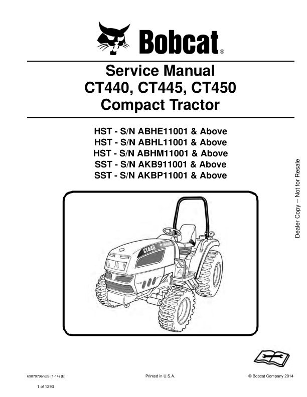 page_1 Service manual Bobcat CT440, CT445, CT450 Tractor | 6987079 (1-14)