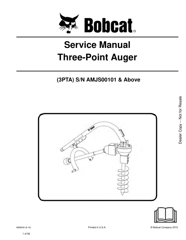 page_1 Service manual Bobcat Three-Point Auger | 6989534 (6-10)