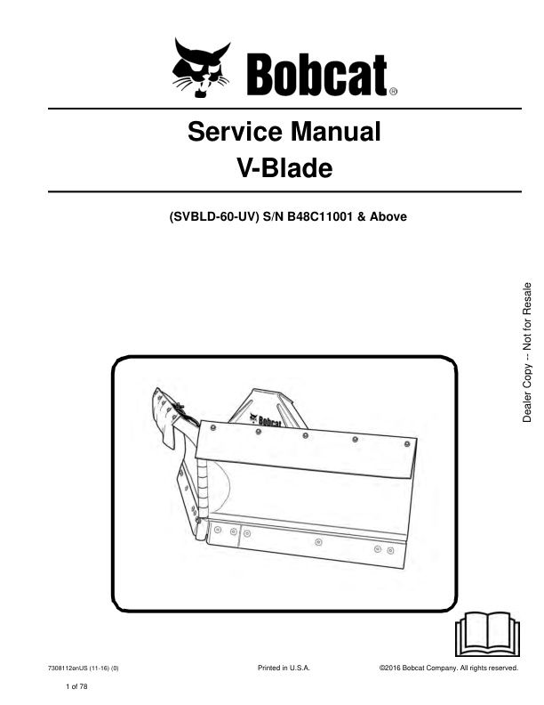 page_1 Service manual Bobcat V-Blade B48C11001 & Up | 7308112 (11-16)
