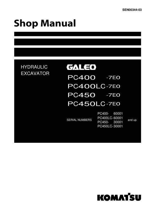 page_1 Service manual Komatsu PC400-7E0, PC400LC-7E0, PC450-7E0, PC450LC-7E0 | SEN00344-03