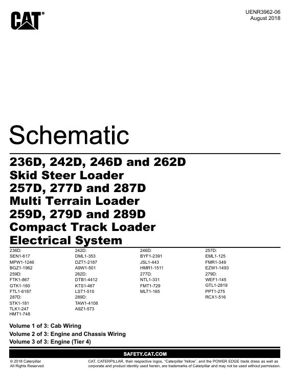 0 Schematic Caterpillar 236D, 242D, 246D, 262D, 257D, 277D, 287D, 259D, 279D, 289D | UENR3962-06