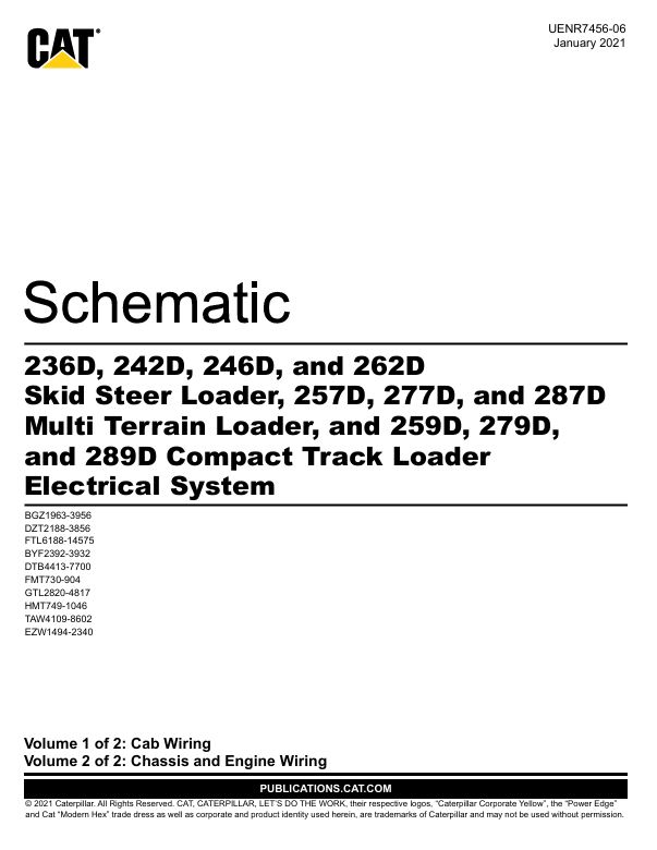 0 Schematic Caterpillar 236D, 242D, 246D, 262D, 257D, 277D, 287D, 259D, 279D, 289D | UENR7456-06