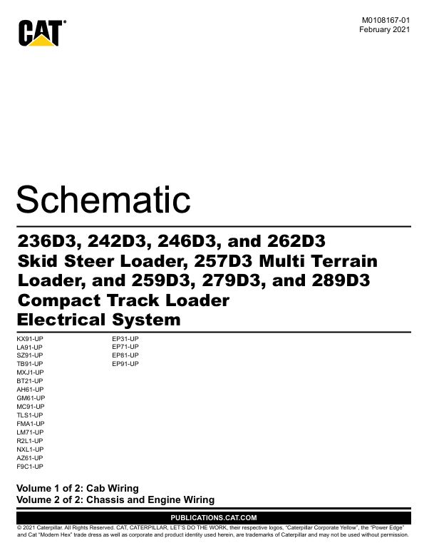0 Schematic Caterpillar 236D3, 242D3, 246D3, 262D3, 257D3, 259D3, 279D3, 289D3 | M0108167-01
