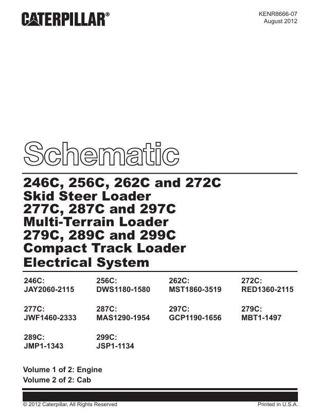 0 Schematic Caterpillar 246C, 256C, 262C, 272C, 277C, 287C, 297C, 279C, 289C, 299C | KENR8666-07