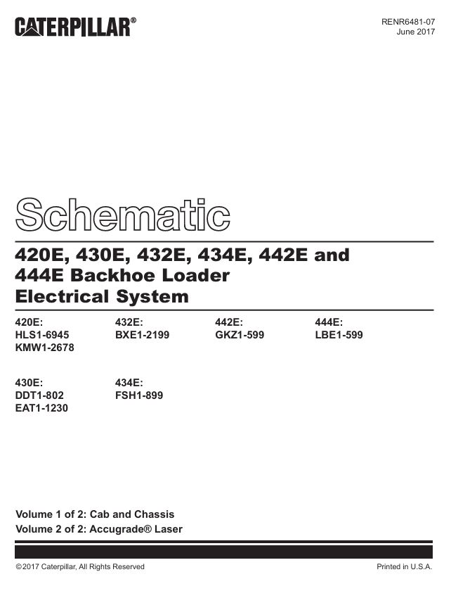 0 Schematic Caterpillar 420E, 430E, 432E, 434E, 442E, 444E Electrical System | RENR6481-07