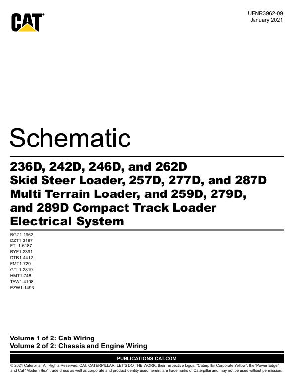 1 Schematic Caterpillar 236D, 242D, 246D, 262D, 257D, 277D, 287D, 259D, 279D, 289D | UENR3962-09