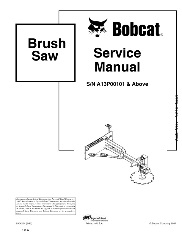 page_1 Service manual Bobcat Brush Saw A13P00101 & Up | 6904204 (6-12)