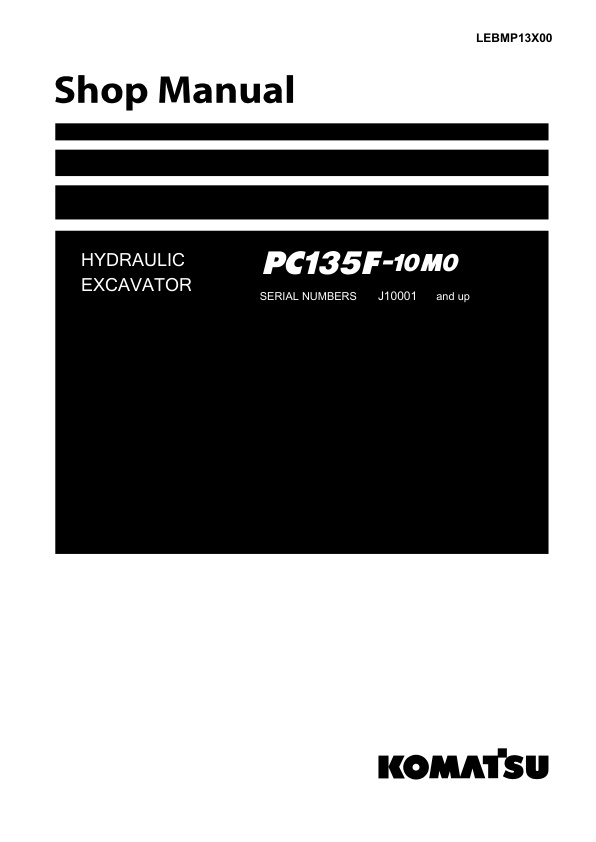 page_1 Service manual Komatsu PC135F-10M0 J10001 & Up | LEBMP13X00