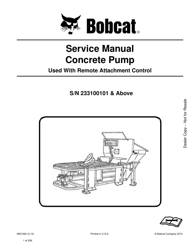 page_1 Service manual Bobcat Concrete Pump 233100101 & Up | 6901060 (3-13)
