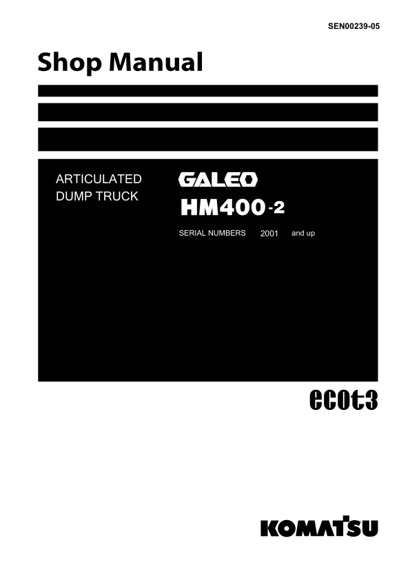 page_1 Service manual Komatsu HM400-2 GALEO 2001 & Up | SEN00239-05