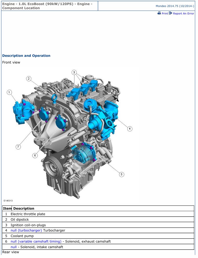0 Service manual Ford Engine 1.0L EcoBoost (90kW/120PS) | 2014 & Up