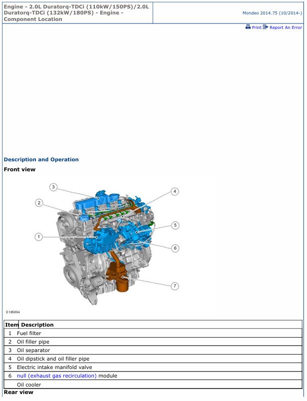 0 Service manual Ford Engine 2.0L Duratorq-TDCi (110 kW/150 PS, 132 kW/180 PS) | 2014 & Up