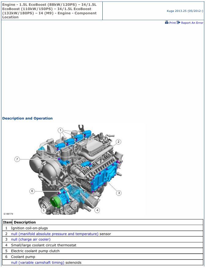 0 Service manual Ford Engine 1.5L EcoBoost I4 (88 kW/120 PS, 110 kW/150 PS, 132 kW/180 PS) (M9) | 2012 & Up