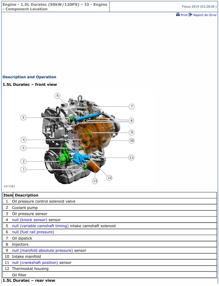 0 Service manual Ford Engine 1.5L Duratec (90kW/120PS) – I3 | 2018-2022