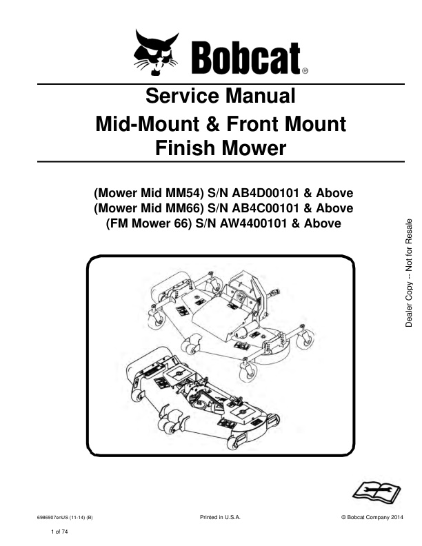 page_1 Service manual Bobcat Mid-Mount & Front Mount Finish Mower | 6986907 (11-14)